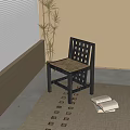 Stylish Single Chair With Lattice Back Woven Seat And Window Side Plant Rug