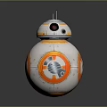 Spherical White And Orange Robot With Red Camera And Shiny Round Body Design 3d model
