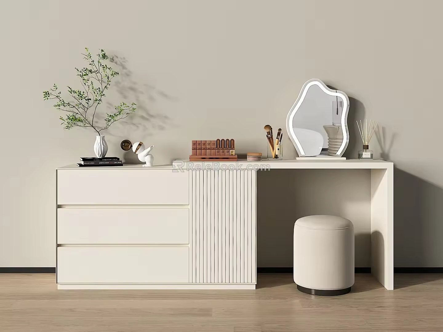 Modern Dressing Table Dressing Table Dressing Stool Crystal Stool Makeup Mirror Dressing Table Makeup Table 3d model