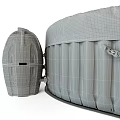 Beige Inflatable Garden Spa Tub By Easy Spa With Cover And Metal Clasps