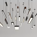 Modern Pendant Lights With Various Geometric Shapes Hanging In Interior Space 3d model