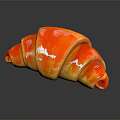 Freshly Baked Golden Croissant With Shiny Glaze Warm Orange Color And Crispy Texture