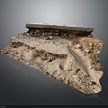 Realistic Geological Terrain Model With Dirt Layers Rocks And Uneven Surface