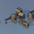 Traditional Ancient Architecture With Wooden Houses Gabled Tile Roofs And Wooden Fences