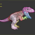 White Dinosaur Doll with Patterned Body Open Mouth Yellow Teeth and Black Claws
