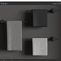 Modern Bathroom Accessories with Various Colored Towels and Black Wall Mounted Racks
