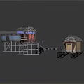 Miniature Model Train With Multiple Carriages And Station Platform Structure