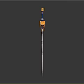 Ornate Mythical Sword With Gold And Blue Accents Decorative Hilt And Detailed Blade