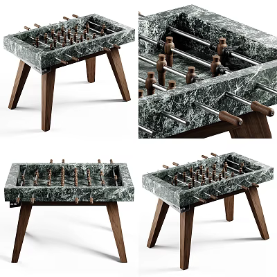 Stylish Foosball Table Recreational Equipment With Marble Top And Wooden Legs Design 3d model