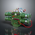 Industrial Electrical Control Device With Green Casing Multiple Cylindrical Ports Colored Wires And Control Panel