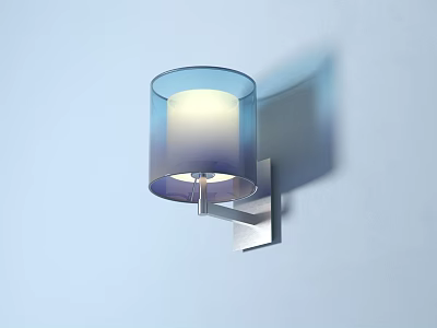 Modern Wall Lamp With Gradient Blue White Shade On Light Blue Wall 3d model