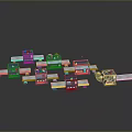 3D Rendered Industrial Mechanical Modules Featuring Blue Orange Components And Green Indicators