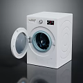 White Modern Front Load Washing Machine With Open Door And Clear Drum 3d model