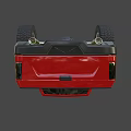 Red Modern Pickup Truck With Bold Front Grille And Off Road Tires