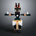 Minecraft Pixelated Horned Creature Character With White Candle And Golden Decorations