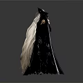 Man In Black Robe With Long White Hair And Horns Standing With Arms Outstretched