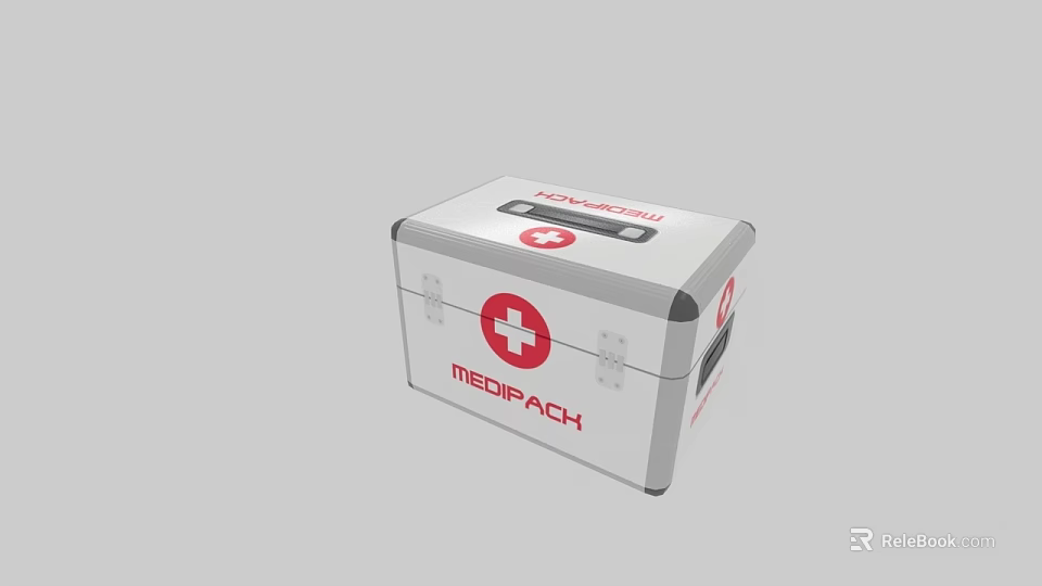 Essential Medical Equipment First Aid Kit with Red Cross for Emergency Use 3d model 