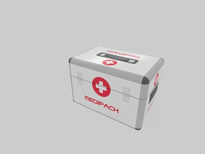 Essential Medical Equipment First Aid Kit with Red Cross for Emergency Use 3d model