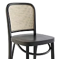 Set of Two Black Modern Bar Stools With Woven Backrest And Metal Legs