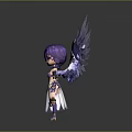 Cute Angel Character With Purple Hair Halo Purple And White Wings And Ornamental Outfit