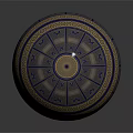 Ornamental Sphere With Blue Glowing Patterns And Golden Geometric Decorations