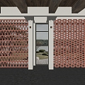 Modern red brick decorative component partition wall 3d model