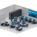 Modern Monitoring Room Console Office Desk and Chair Computer Workbench Luminous Steel Operation Desk Command Technology Middle Control Table Staff Table Baking Paint Conference Table Training Negotiation Table Science and Technology Sense Furniture 3d model