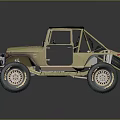 Golden Open Top Military Off Road Vehicle With Large Tires And Reflective Surface