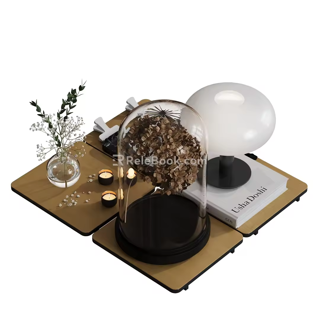 Modern Ornaments Combination Book Table Lamp Vase Candle 3d model