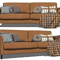 Modern double sofa three-seat sofa 3d model