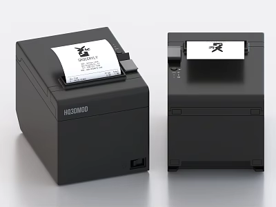 Black Commercial Receipt Printers Two HEXIZONDO Units For Business Paper Printing 3d model