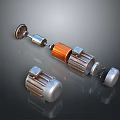 Industrial Equipment Components With Motor Drive Shaft And Small Metal Parts Assembly