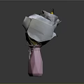 Sculpted Dried Flower Bouquet In Pink Vase With White Wrapping Paper And Natural Tones