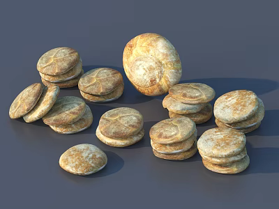 Golden Brown Round Flatbread Stacked With Textured Surface Ready To Serve 3d model