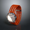 Stylish Orange Watch With Perforated Silicone Strap And Metallic Case Design 3d model
