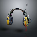 Yellow and Black Electronic Headphones With Wires And Probe Like Device