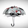 Stylish Decorative Umbrella With Koi Fish Yin Yang Design And Red Black White Colors