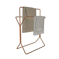 Bathroom Towel Rack with Golden Metal Frame Holding Brown and Light Gray Towels