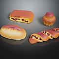 Assorted Baked Goods Including Filled Pastry Cupcake Round Bread And Braided Loaf With Cranberries