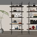 Ornaments Combination Bookshelf Bookcase Teapot 3d model