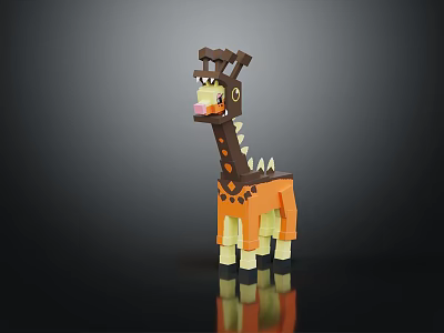 Giraffe Shaped Building Block Decorative Furniture With Brown Orange Body And White Legs 3d model