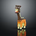 Giraffe Shaped Building Block Decorative Furniture With Brown Orange Body And White Legs