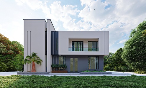 Modern single-family villa 3d model