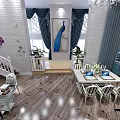Modern Beauty Salon Interior With Colorful Abstract Paintings Green Sofa And Plants