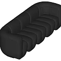 Modern Black Leather Sectional Sofa With Curved Design And Multiple Seats 3d model