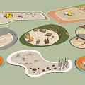 Diverse Children's Play Area With Shaped Sand Pits And Interactive Toys