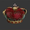 Royal Crown Jewelry Featuring Golden Frame Red Center Green Red Gemstones And Decorative Cross