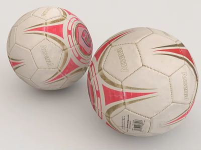 Sports Equipment Soccer Balls White With Red And Gold Stripes Response Brand 3d model