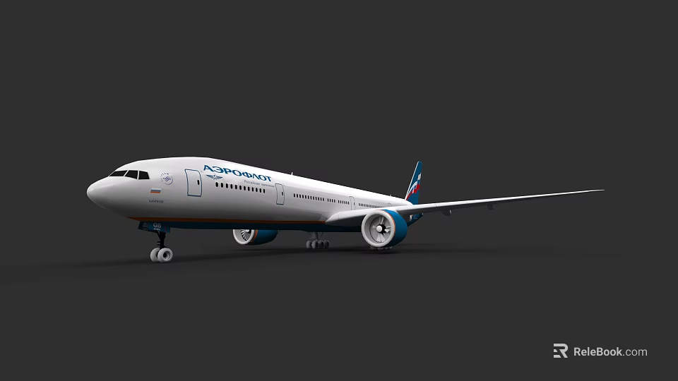 AzurAirways Passenger Airplane With White Fuselage Blue Tail Wing And Engines 3d model 