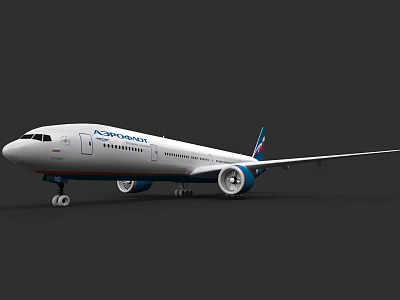 AzurAirways Passenger Airplane With White Fuselage Blue Tail Wing And Engines 3d model